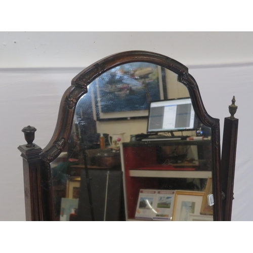 13 - Victorian style mahogany framed domed swivel mirror with tapering columns & shaped legs