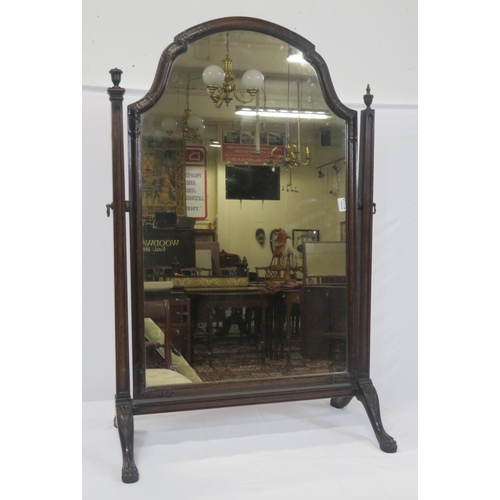 13 - Victorian style mahogany framed domed swivel mirror with tapering columns & shaped legs