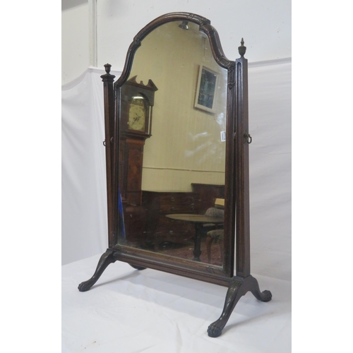 13 - Victorian style mahogany framed domed swivel mirror with tapering columns & shaped legs