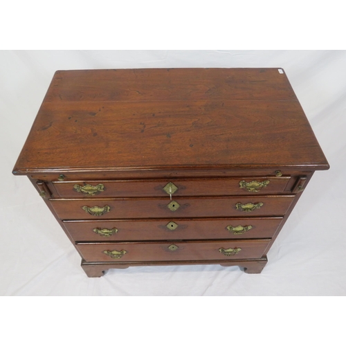 141 - Georgian mahogany bachelors chest of four drawers of graduating sizes, with pull-out shelf, brass dr... 