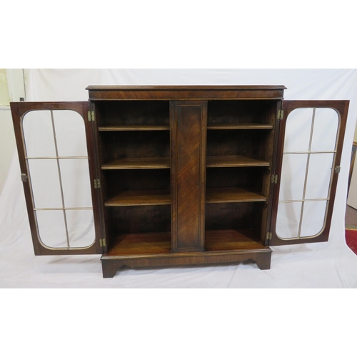 15 - Edwardian style mahogany bookcase with glazed doors, adjustable shelving, on bracket feet