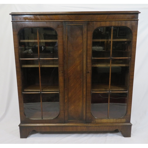 15 - Edwardian style mahogany bookcase with glazed doors, adjustable shelving, on bracket feet