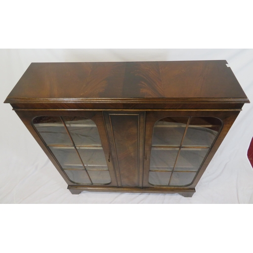 15 - Edwardian style mahogany bookcase with glazed doors, adjustable shelving, on bracket feet