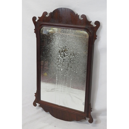 159 - Queen Anne mahogany framed wall mirror with scroll decoration