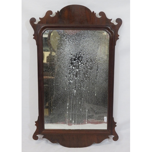 159 - Queen Anne mahogany framed wall mirror with scroll decoration