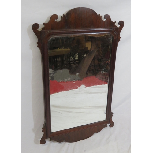 159 - Queen Anne mahogany framed wall mirror with scroll decoration