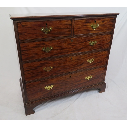 160 - Edwardian mahogany chest of two short & three long drawers, with brass drop handles & back plates, o... 