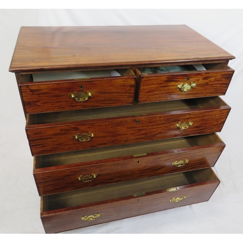 160 - Edwardian mahogany chest of two short & three long drawers, with brass drop handles & back plates, o... 