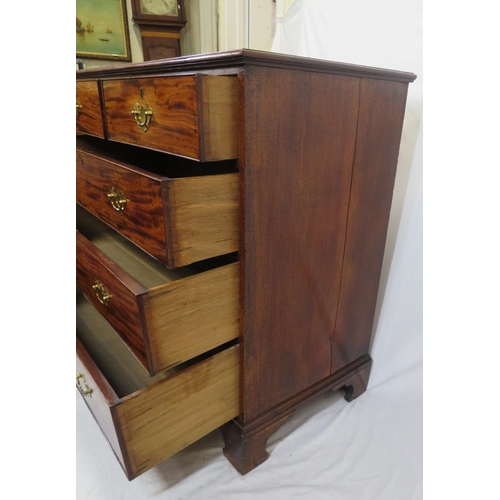 160 - Edwardian mahogany chest of two short & three long drawers, with brass drop handles & back plates, o... 