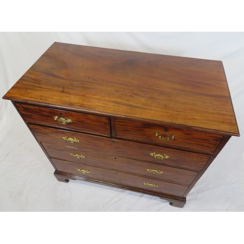 160 - Edwardian mahogany chest of two short & three long drawers, with brass drop handles & back plates, o... 