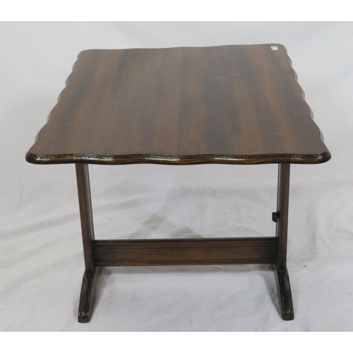 19 - Edwardian style mahogany tip-up top occasional table with wavy border & shaped legs