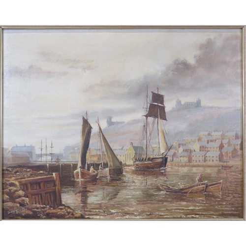 263 - Barry Renshaw 'Busy harbour scene' oil on canvas 40x50cm signed