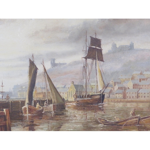 263 - Barry Renshaw 'Busy harbour scene' oil on canvas 40x50cm signed