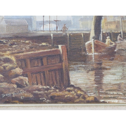 263 - Barry Renshaw 'Busy harbour scene' oil on canvas 40x50cm signed