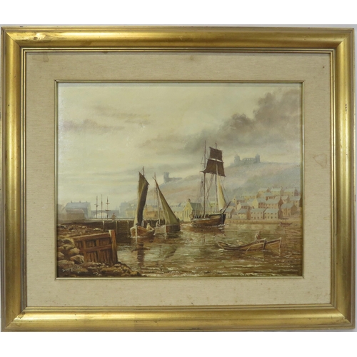 263 - Barry Renshaw 'Busy harbour scene' oil on canvas 40x50cm signed