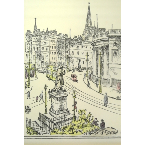 267 - Pair of hand coloured Cuala Press prints by Hilda Roberts 284 - 'College Green' & 287 'O'Connell Str... 