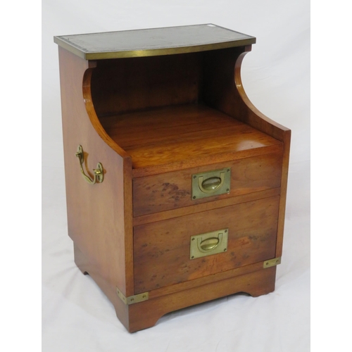 27 - Edwardian style mahogany small press with bow fronted top, two drawers with recessed handles, on bra... 