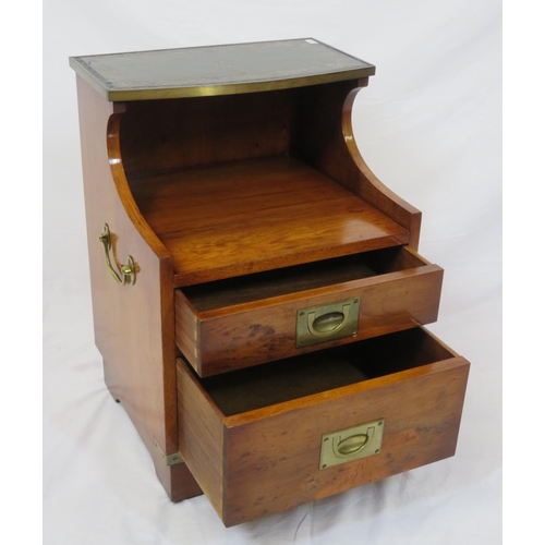 27 - Edwardian style mahogany small press with bow fronted top, two drawers with recessed handles, on bra... 