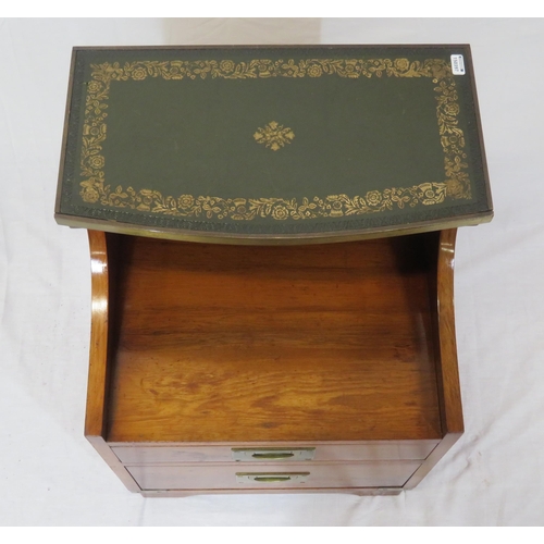 27 - Edwardian style mahogany small press with bow fronted top, two drawers with recessed handles, on bra... 