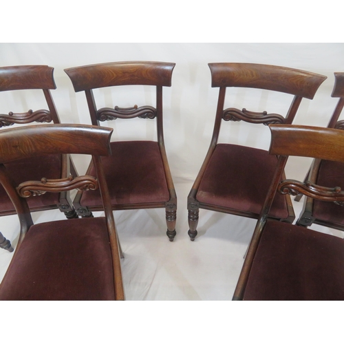 292 - Set of six Victorian mahogany dining chairs with railed backs, drop-in seats, on tapering legs