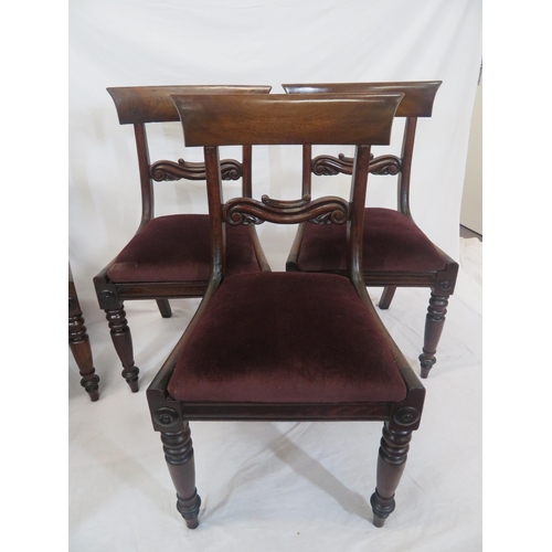 292 - Set of six Victorian mahogany dining chairs with railed backs, drop-in seats, on tapering legs