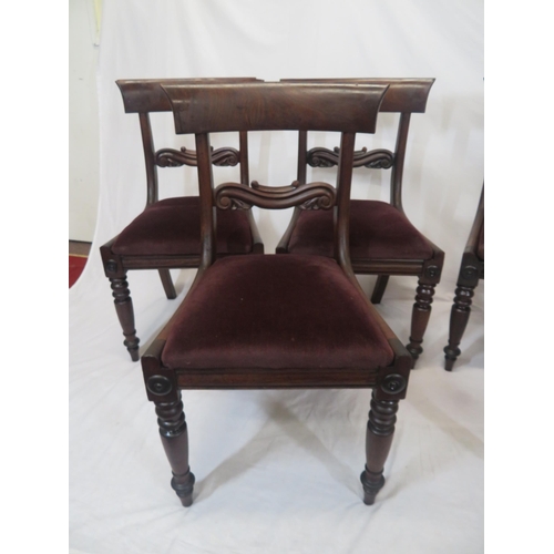 292 - Set of six Victorian mahogany dining chairs with railed backs, drop-in seats, on tapering legs