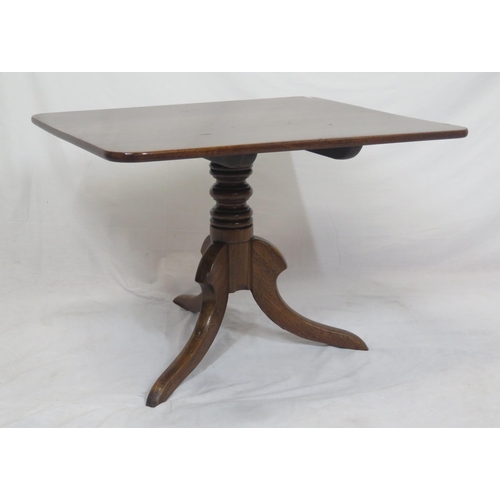 36 - Victorian mahogany square top occasional or coffee table with tip-up top, turned column, on hipped t... 