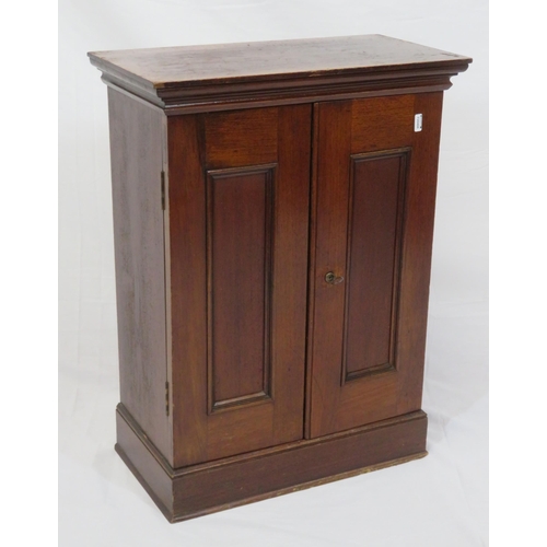 37 - Edwardian mahogany wall press with panelled doors & shelved interior