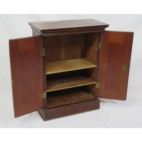 37 - Edwardian mahogany wall press with panelled doors & shelved interior