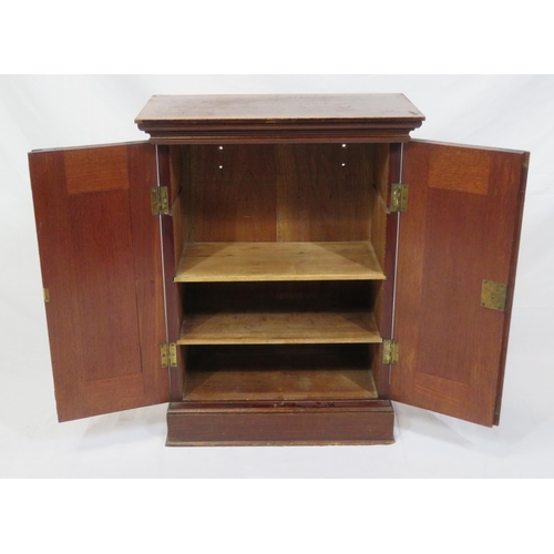 37 - Edwardian mahogany wall press with panelled doors & shelved interior