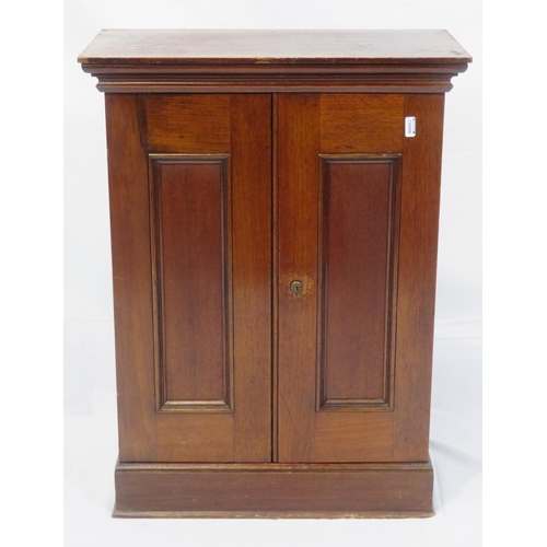 37 - Edwardian mahogany wall press with panelled doors & shelved interior