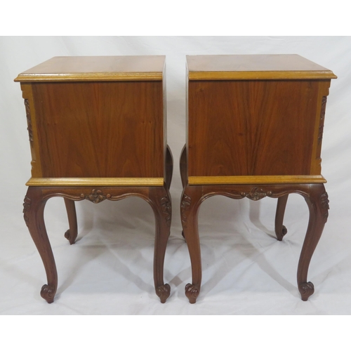 49 - Pair of Edwardian style inlaid & crossbanded mahogany chests with two drawers each, ormolu handles, ... 