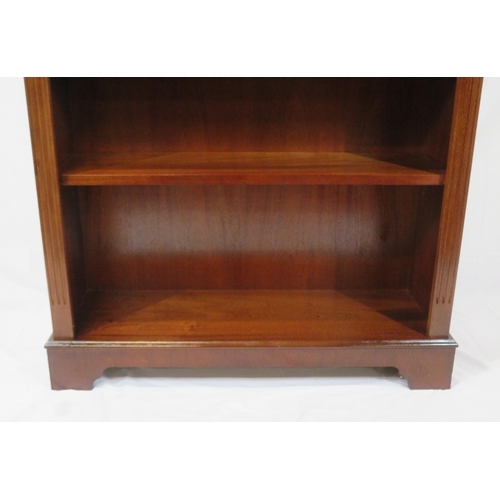 5 - Edwardian style mahogany bookcase with dentil frieze, adjustable shelving, on bracket feet