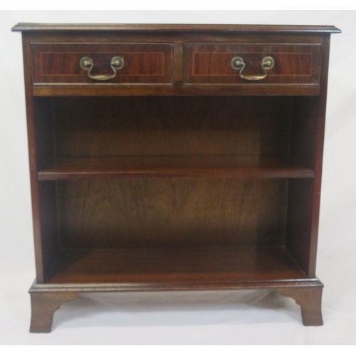 6 - Edwardian design small bookcase with two drawers, drop handles, adjustable shelving, on bracket feet