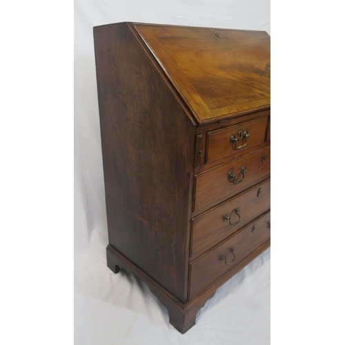 60 - Georgian mahogany bureau with drop-down front, pull-out supports, interior fitted with drawers & pre... 