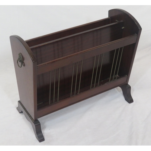 7 - Edwardian style mahogany canterbury magazine rack with adjustable top & lionmask handles