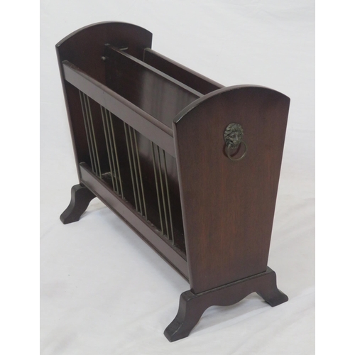 7 - Edwardian style mahogany canterbury magazine rack with adjustable top & lionmask handles