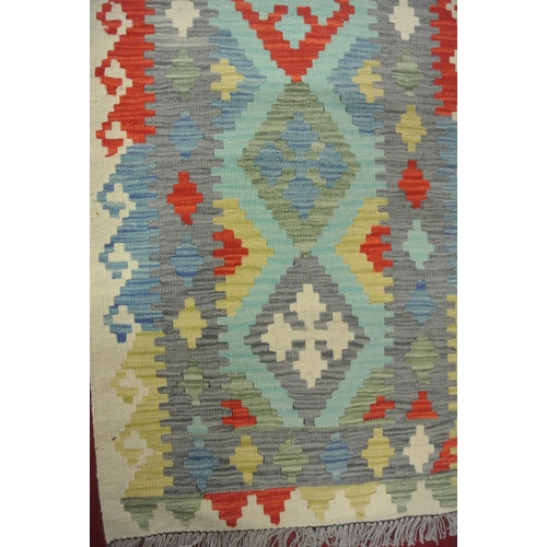 72 - Hand woven wool pile Aztec design Afghan kiln runner. 310 X 80cm