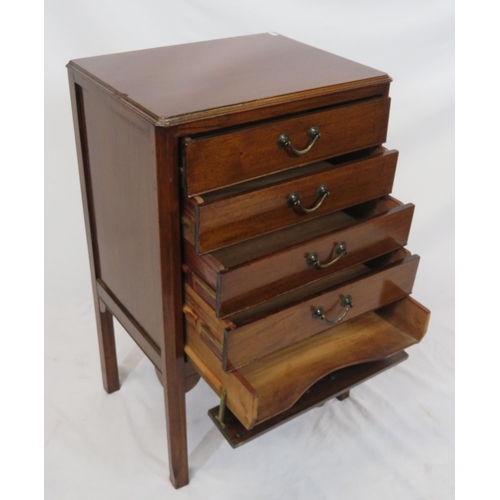 76 - Edwardian mahogany music chest with five drawers, with drop-down fronts & drop handles, on chamfered... 