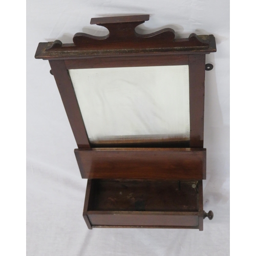 77 - Edwardian mahogany wall press with bevelled mirror inset & lift-up lid with rail