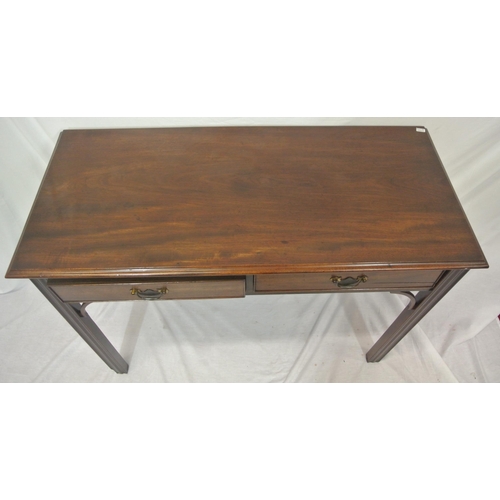 80 - Victorian mahogany oblong hall or side table with two frieze drawers, brass drop handles with shaped... 