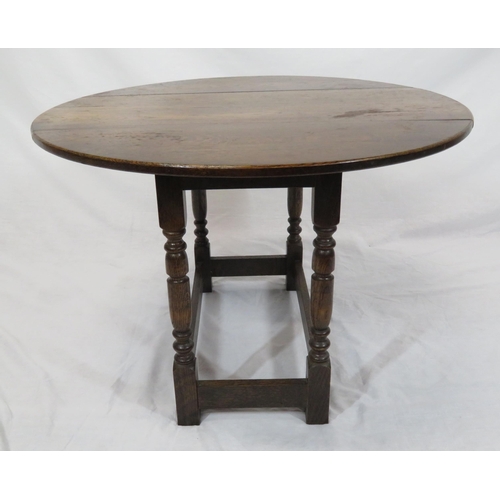 89 - Victorian oak Pembroke table with D-shaped drop leaves, turned columns & stretchers