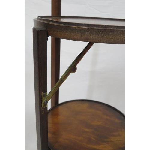 9 - Three tier mahogany adjustable plate stand with shaped handle