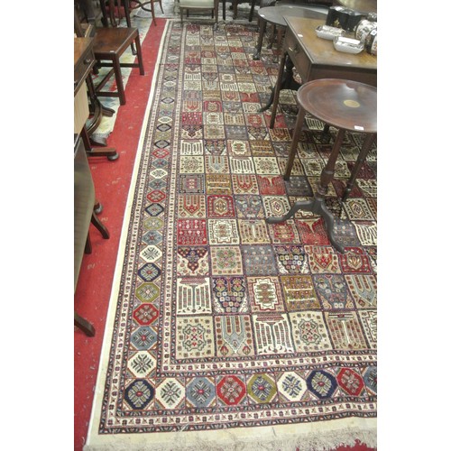 102 - Large ivory ground full pile Kashmir carpet with all over Persian panel design (Garden design) 480 x... 