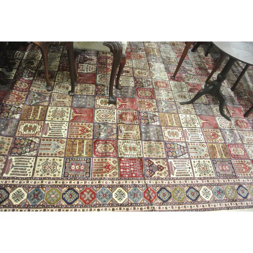 102 - Large ivory ground full pile Kashmir carpet with all over Persian panel design (Garden design) 480 x... 