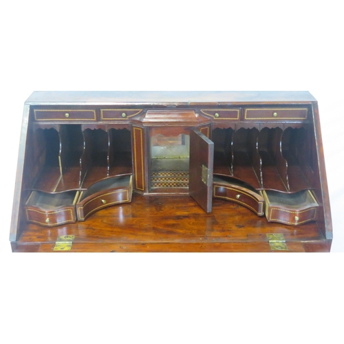 140 - Georgian mahogany bureau with drop-down front, pull-out supports, interior fitted with drawers & pre... 