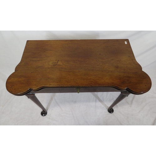 171 - Georgian mahogany card table with fold-over top, dog-ear corners, gateleg support, candle stands & c... 