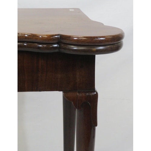 171 - Georgian mahogany card table with fold-over top, dog-ear corners, gateleg support, candle stands & c... 