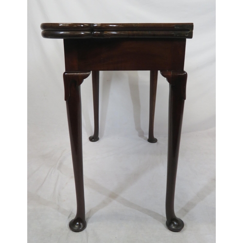 171 - Georgian mahogany card table with fold-over top, dog-ear corners, gateleg support, candle stands & c... 