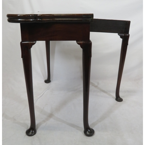 171 - Georgian mahogany card table with fold-over top, dog-ear corners, gateleg support, candle stands & c... 